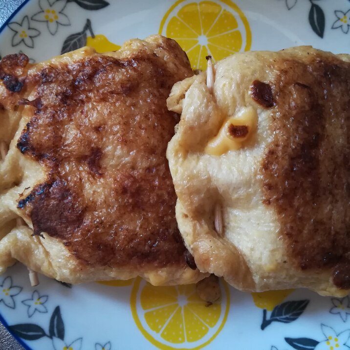 納豆キムチーズいり油揚げ焼き